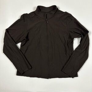 Eileen Fisher Full Zip Viscose Casual Jacket Mock Neck Collar Size Small Brown